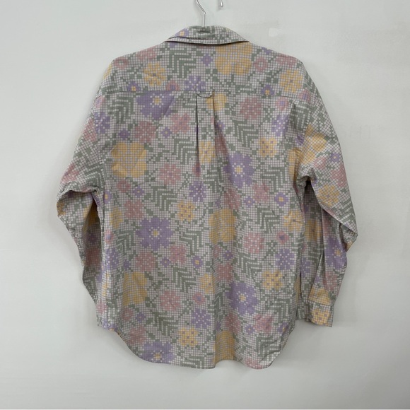 Pixelated Pastel Floral LizWear Button Down Shirt - Picture 4 of 6